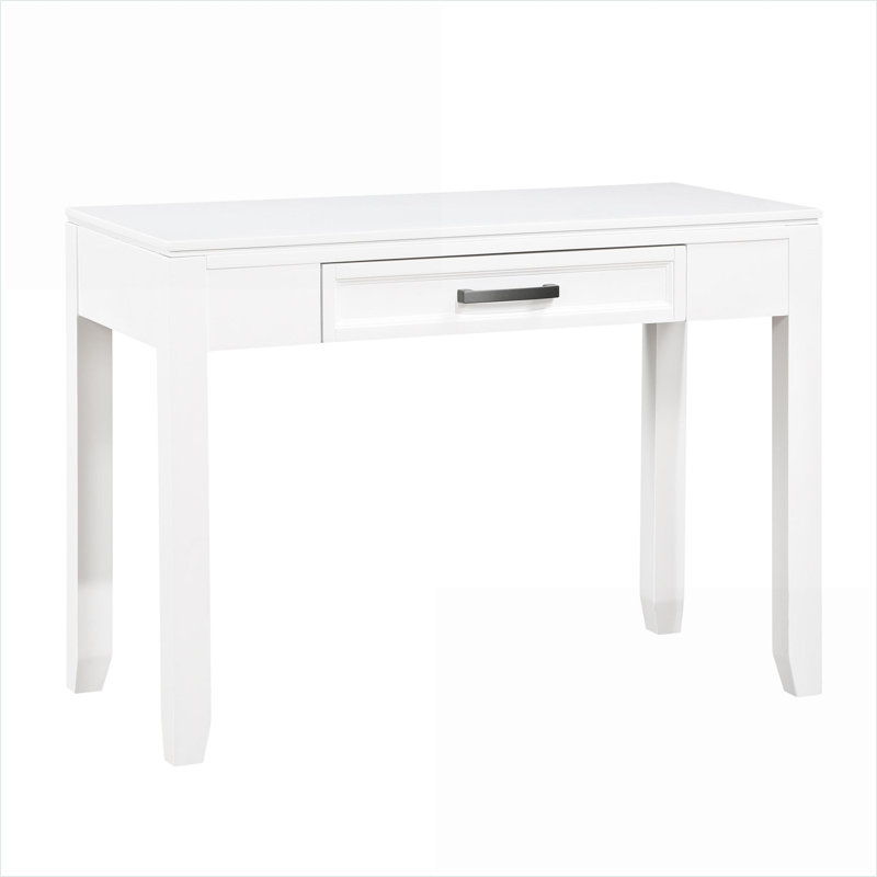 Desks, 42” Transitional Rustic Writing Desk with Drawer, White Finish | Wood | Engineered Wood