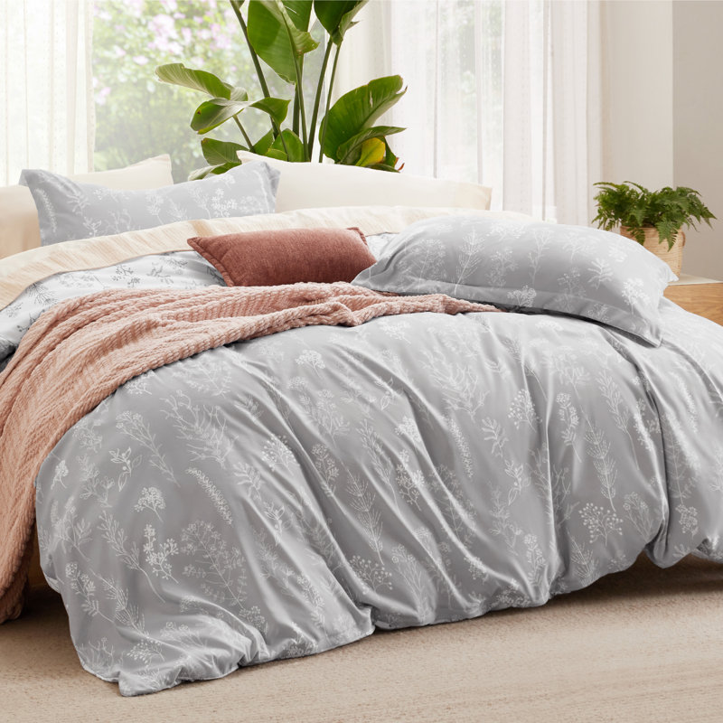 Ensemble de housse de couette réversible pour lit simple - ensemble de housse de couette réversible avec fermeture à glissière, ensemble de literie à motif floral 3 pièces
