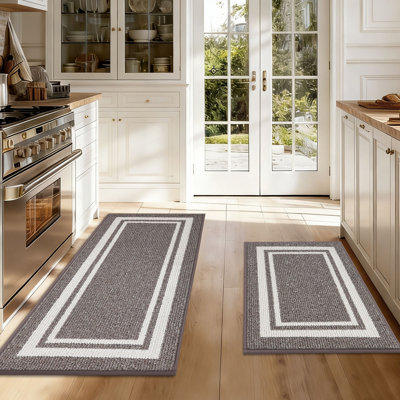 Tapis de cuisine Caylon avec envers antidérapant, tapis de cuisine 2 pièces super absorbants et lavables à la machine - Tapis résistant à la saleté pour la cuisine, la salle de lavage et l'entrée