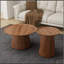 Ensemble de 2 tables basses rondes, grandes et petites tables centrales et d'appoint en bois, finition noyer moderne pour le salon et le bureau