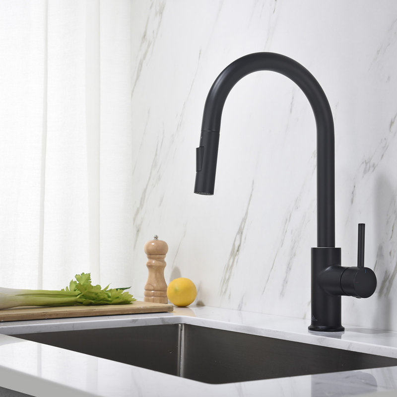 Blossom Solid Brass Kitchen Faucet with Pull-Down Sprayer – High Arc 360° Swivel Spout, Single Handle Sink Faucet with Magnetic Docking