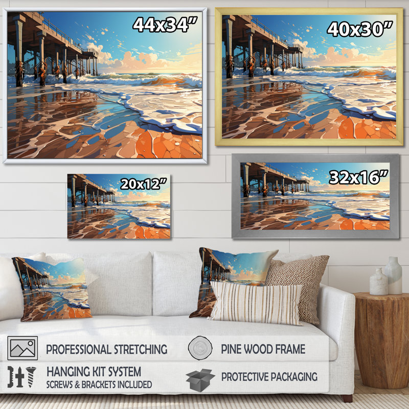 Pier Abstract Pier An II - Coastal Pier Canvas Prints, Toile tendue, H 16 po x l 32 po x P 1 po