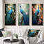 «Teal Peacock Monicol», 3 pièces sur toile-665845620-665845621