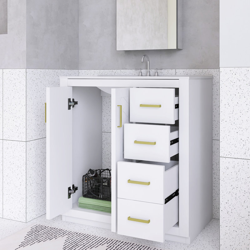 Meuble-lavabo 30 po avec lavabo en céramique, Blanc
