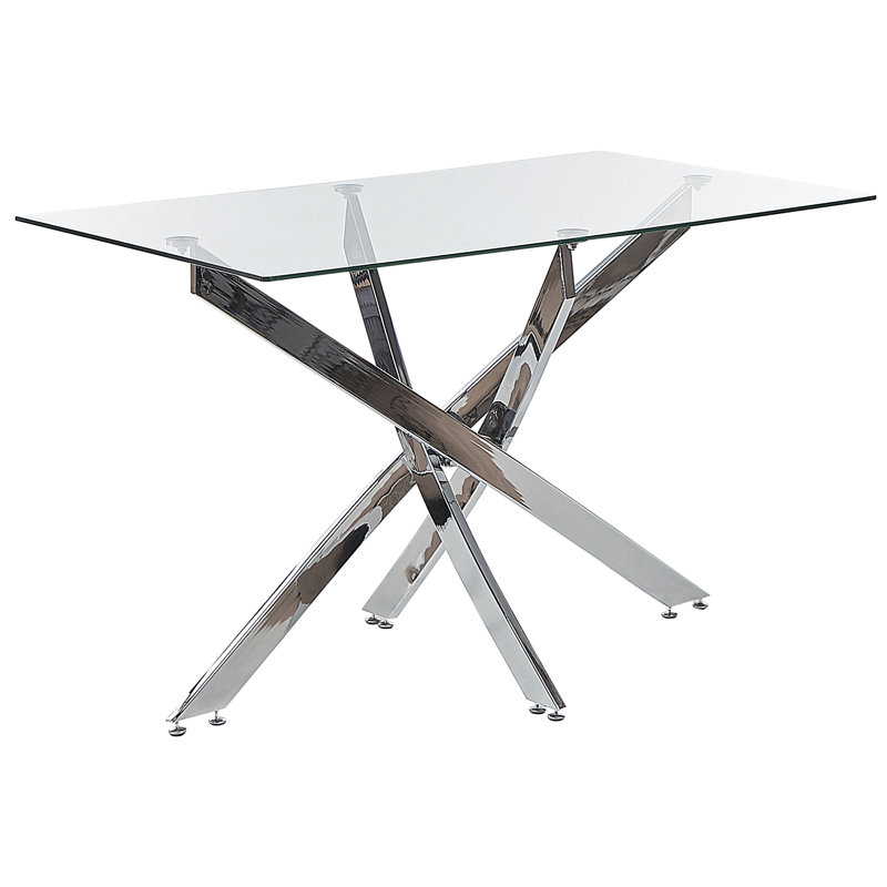 Keanna Glass Top Metal Base Dining Table