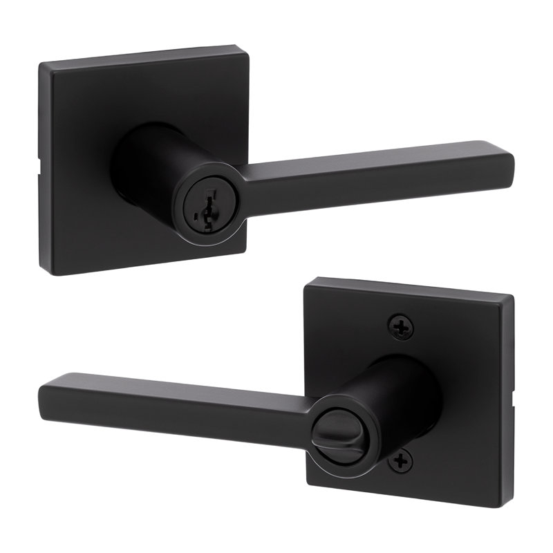 Levier de porte de passage Halifax pour couloir / garde-robe, Verrouillé à clé, Noir mat