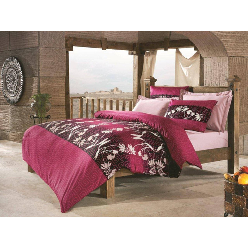 Ensemble de housse de couette Westerham fuchsia / blanc / marron 2 pièces Westerham