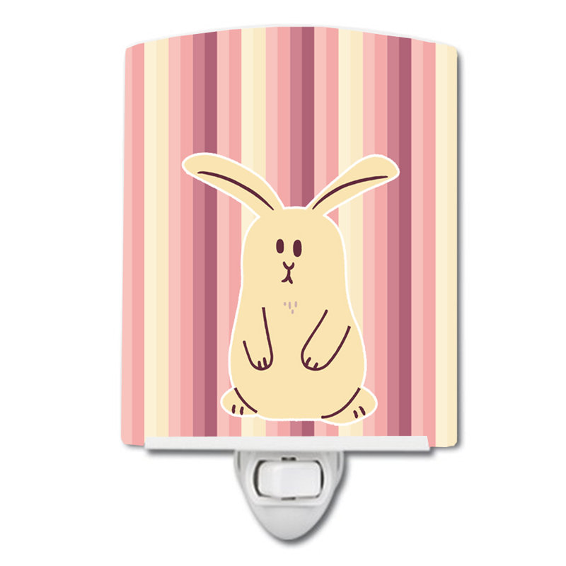 Rabbit on Stripes Ceramic Night Light