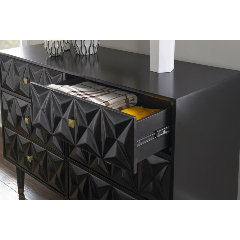 Commode double 6 tiroirs Bethli, Noir