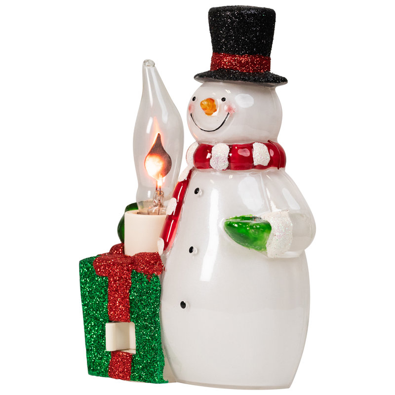 Bonhomme de neige scintillant avec veilleuse de Noël vacillante - 5 po
