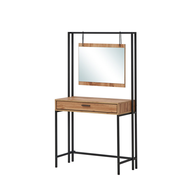 Goguen Dressing Table with Mirror, Black/Brown