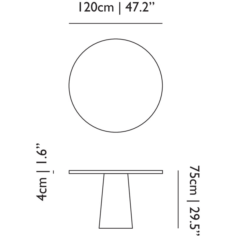 Container Round Solid Oak Dining Table, Black, 47.24" L x 47.24" W