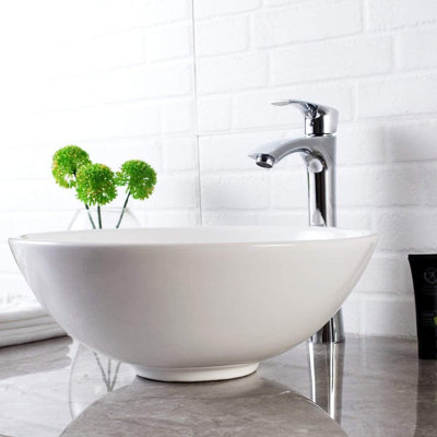 Lavabo de salle de bain vasque ovale en céramique blanche 16 "avec trop-plein Stufurhome