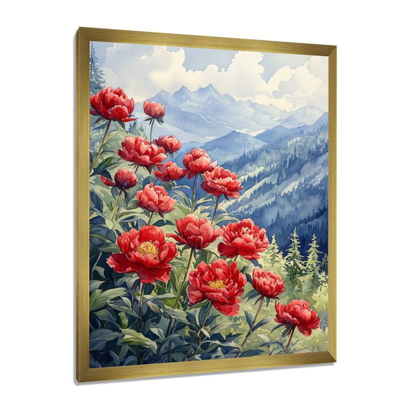Holcomb - salon d'art mural floral, H 32 po x l 16 po, Reproduction encadrée sans passe-partout, Doré