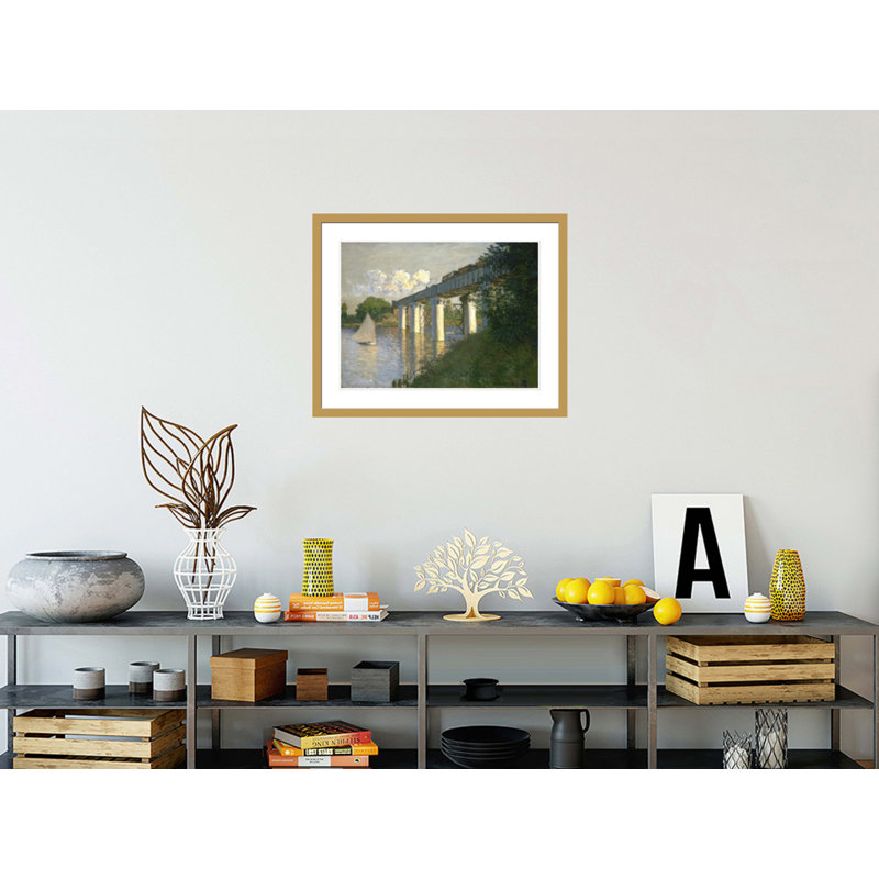 Railroad Bridge Argenteuil by Claude Monet -Framed Giclee Print, 23.5" H x 29.45" W