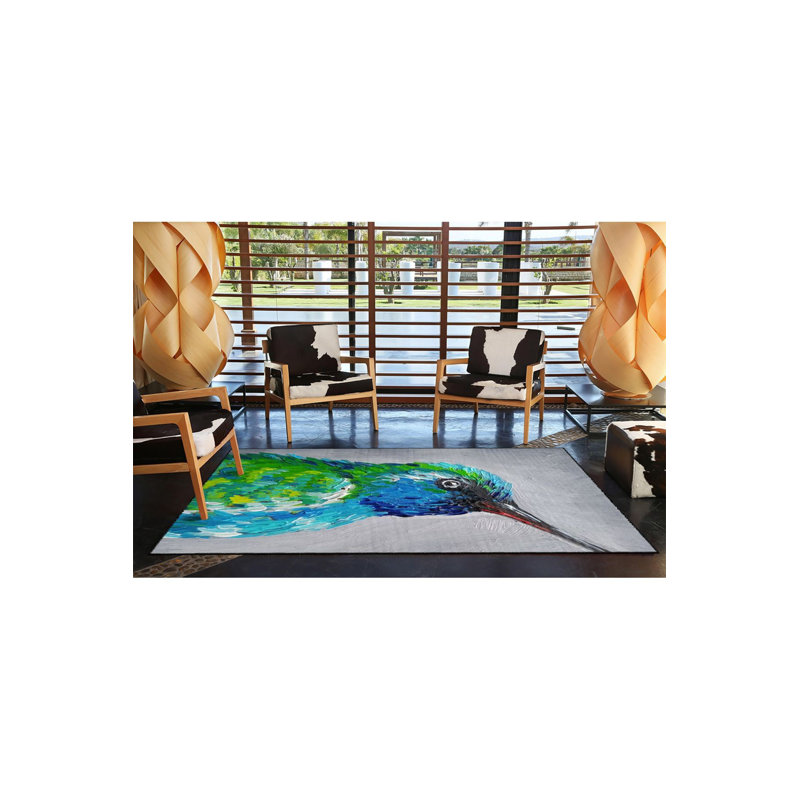 Tapis tissé multicolore Bird Sweet Base, Sous-tapis carré 3 pi 3 po inclus