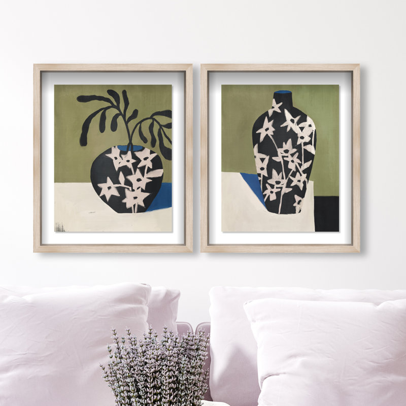 Noir Vase Set Set by Oliver Gal, 63"H x 51"W, Natural Oak Shadowbox