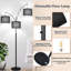 Rustic Matte Black-Beige Linen Arc Floor Lamp - Dimmable, Elegant Design, Easy Assembly-220199901