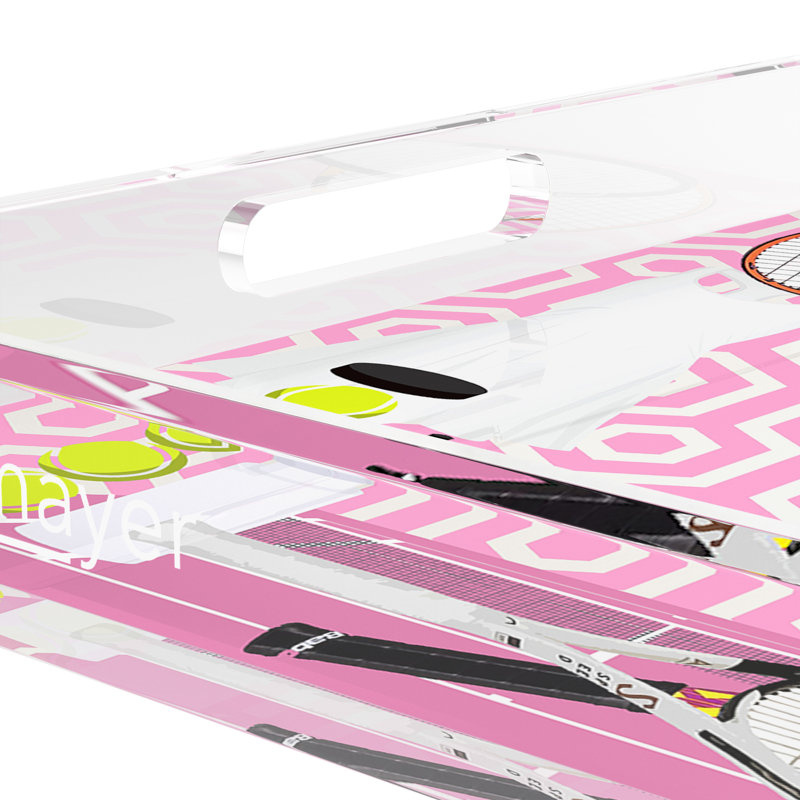 Plateau décoratif tennis Tennis Anyonepink, 2" H x 15" W x 15" D, Pink/White