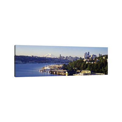 Buildings At The Waterfront, Lake Union, Seattle, Washington State, USA 2010 - Wrapped Canvas Panoramic Print