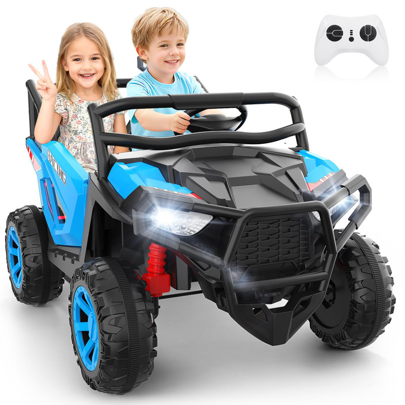 Alex Real 2 places 24V Ride On Car, UTV pour enfants, roues électriques avec télécommande, véhicule électrique multifonction, bleu