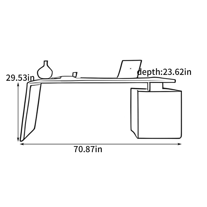 Bureau simple et moderne, H 29,53 po x l 70,87 po x P 23,62 po