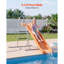 Glissade d'eau, toboggan aquatique extérieur de 5,5 pi pour les enfants, glissade à vagues pour piscine autoportante avec bâche de 6,5 pi, arroseur réglable intégré, équipement de terrain de jeu en métal et plastique, plateforme pour s'amuser dans la cour arrière