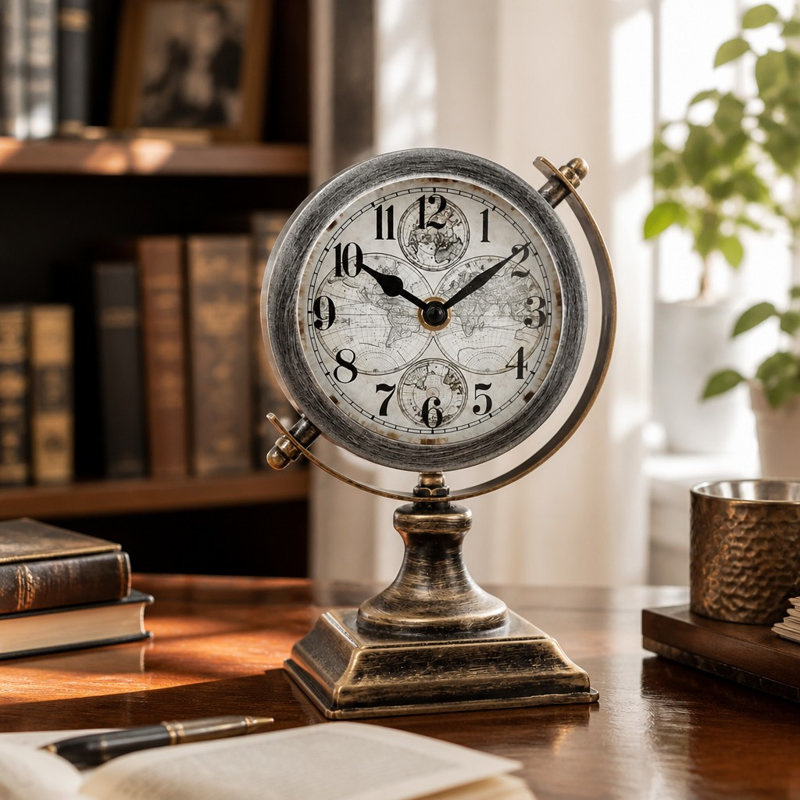 Numerical Steel Quartz movement / Crystal Tabletop Clock in Gold