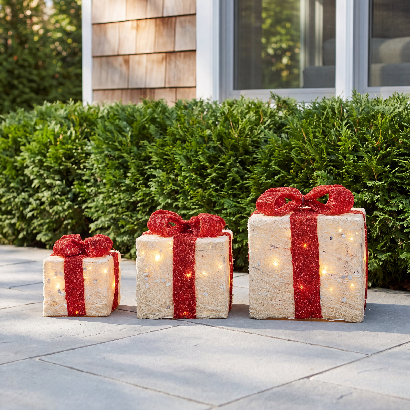 3-Piece Lighted Cream Gift Box Set
