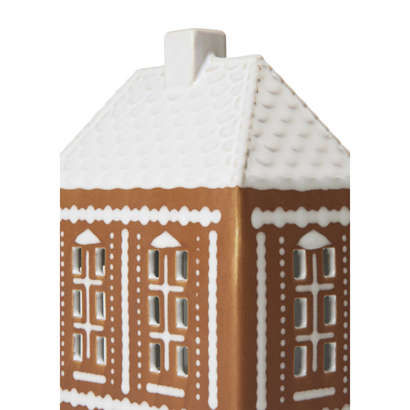 Gingerbread 6.1" Stoneware Tabletop Lantern