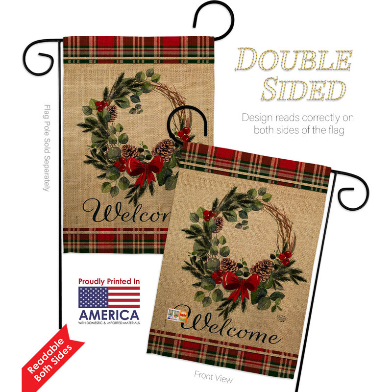 Ensemble de drapeaux en polyester 19 x 13 po Winter Wreath