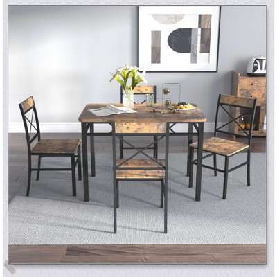 Compact Wood Dining Table Set for 4, Space-Saving Design for Small Kitchens and Dining Rooms, Ideal for Cozy Meals