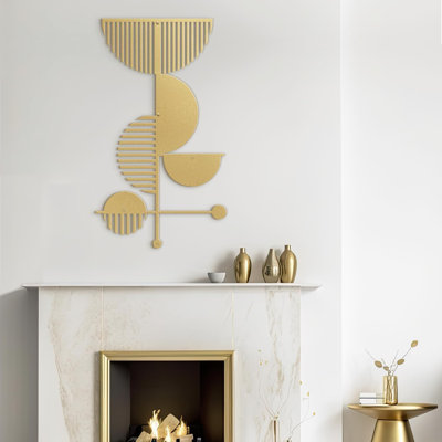 Boho Geometric Lines Minimalist Modern Wall Accent Hangings Home Office Large Metal Wall Decor
