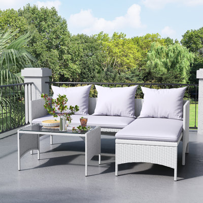 Conchita Polyethylene Wicker 3 - Person Seating Group with Cushions