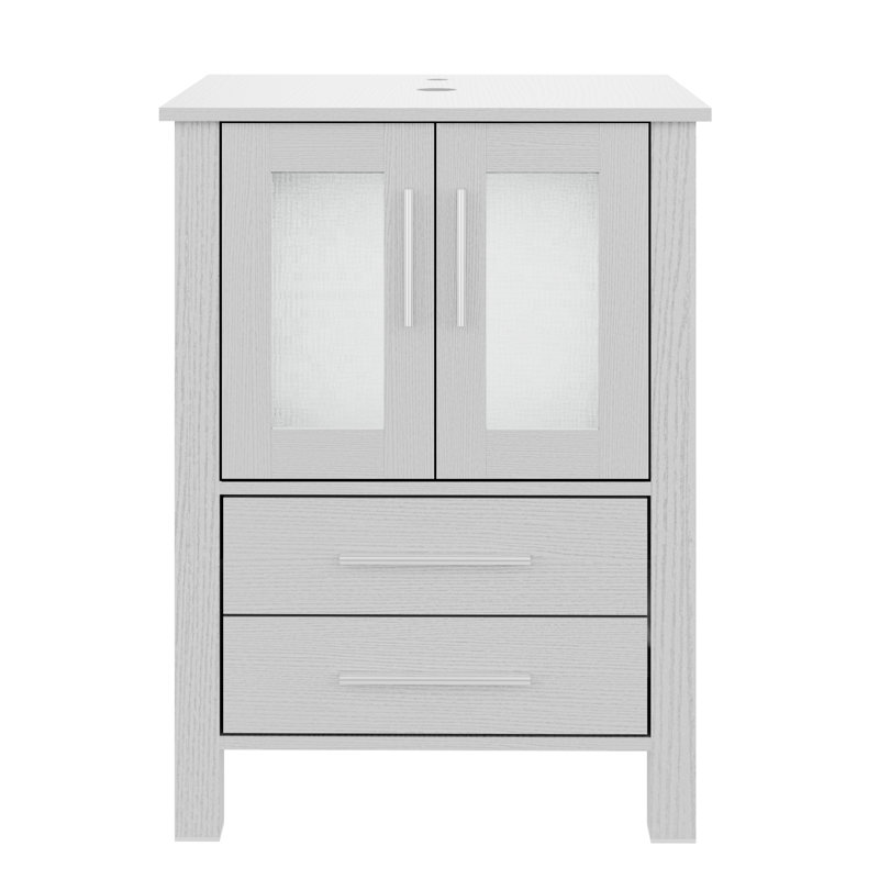 Base de meuble-lavabo simple 24 po seulement, lavabo et miroir non inclus, Gris