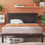 Alexandra Upholstered Faux Leather Headboard Bed Frame-944723227