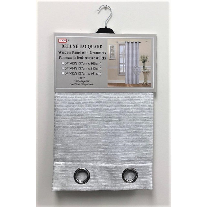 Panneau de rideau simple diaphane avec œillets, Gris / paillettes, L 54 po x L 84 po