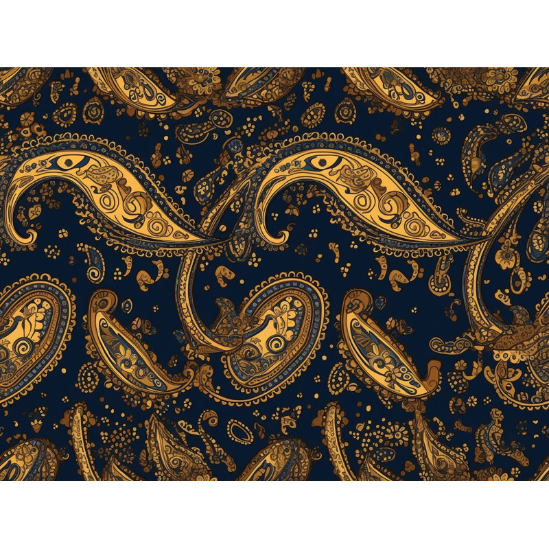 Polyester Comforter, Gold/Navy Paisley, Queen Comforter