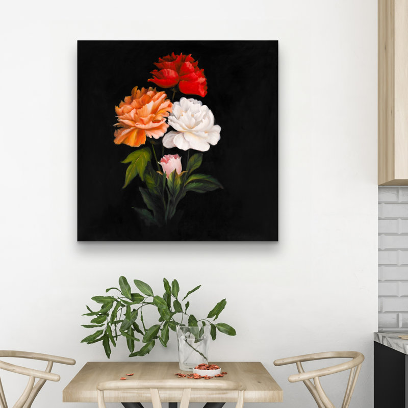 Three beautiful rose flowers - 32"x32" art on canvas