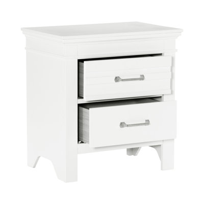 Table de chevet 2 tiroirs, style transitionnel avec finition blanche, armoire de lit en bois, table