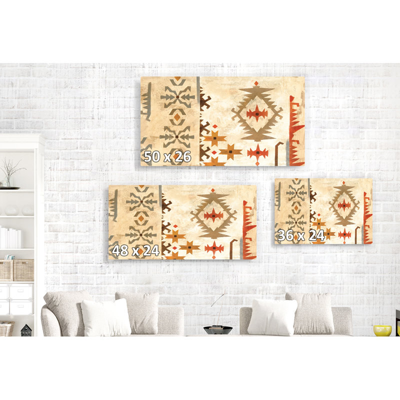 Conception du sud-ouest, désert, ouest, brun, beige, orange, crème, rouge, diamants, formes, H 24 po x l 36 po x P 1,5 po