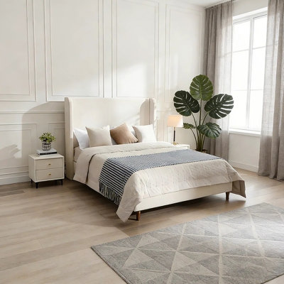 Tall Headboard Upholstered Bed / 54" High Headboard / Elegant Simplicity / No Box Spring Needed / Easy Assembly