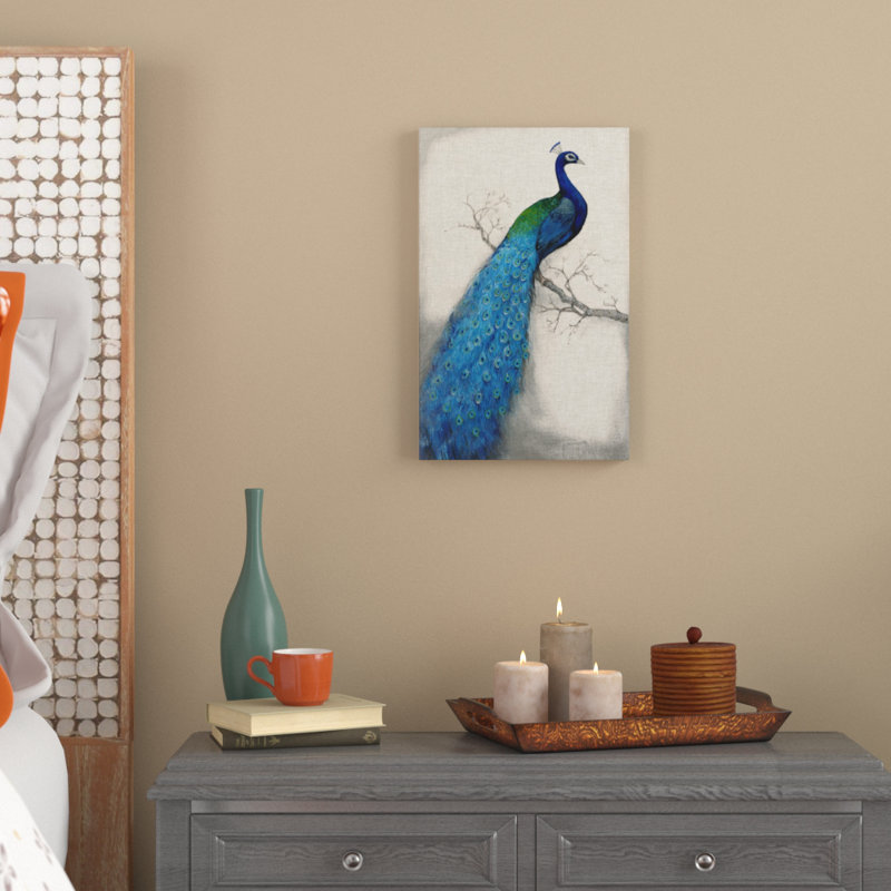 « peacock blue i », reproduction de peinture à l’acrylique sur toile tendue, H 47 po x l 30 po x P 2 po