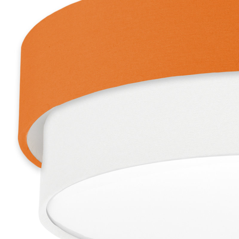 Avory Fabric Flush Mount, Orange / White
