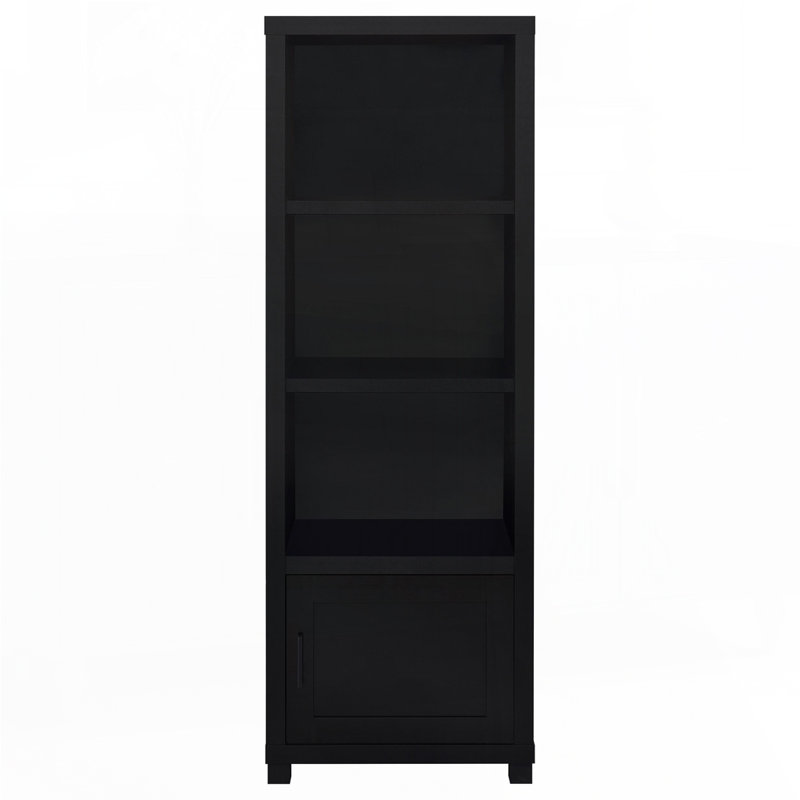 Black 3-Shelf Media Tower with Cabinet