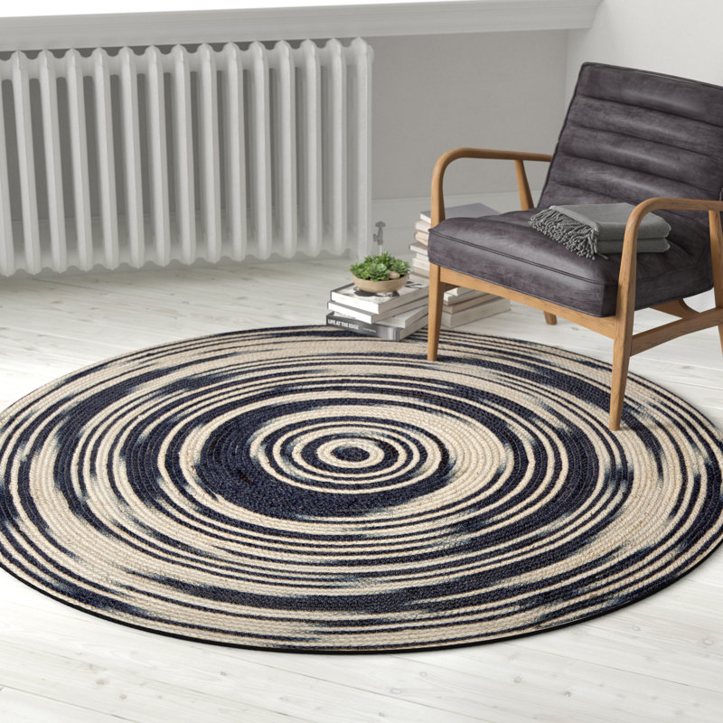 Brycen Round Abstract Jute / Sisal Hand Woven Area Rug, Round 183cm