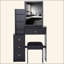 Petite table de coiffeuse avec tabouret de chevet gauche + tabouret rembourré, très grand miroir coulissant, multi-couches, commode de rangement haute capacité, convient aux petits espaces, certificat EPA, GCC, UL