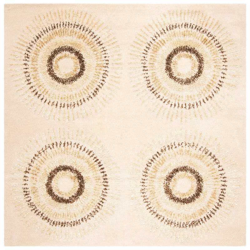 Nonia Hand Tufted Wool Geometric Rug, Square 6'