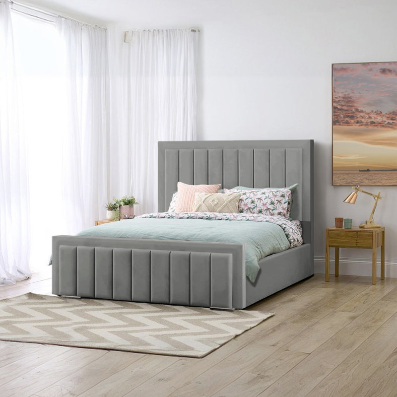 Luciana Bed Frame Upholstered Bed, Grey, Super King (6')