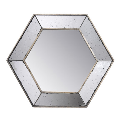 21" X 18" Hexagon Wall Mirror In Gorgeous Silver, Home Decoration - Living Room, Entryway, Bedroom Attractive Silver Mirror, Decor For